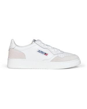 Autry Leather And Suede Medalist Low Trainers - White