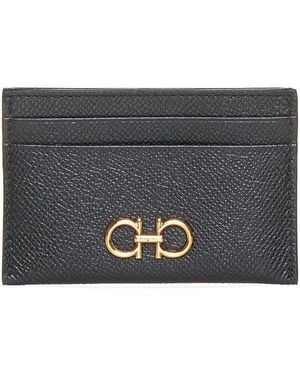 Ferragamo Gancini Leather Card Holder - Gray