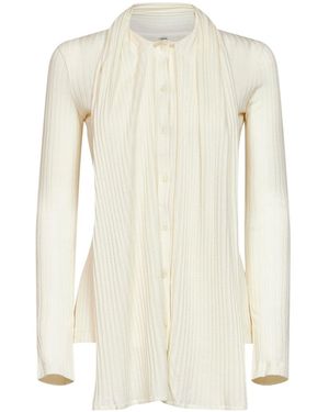 TOTEME Ecru Ribbed Stretch Jersey Scarf Cardigan - White