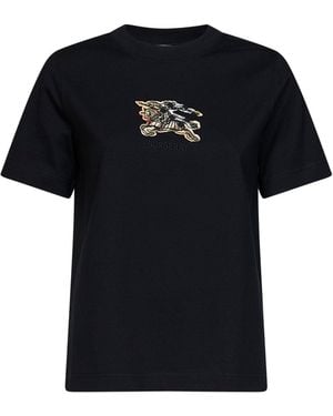 Burberry Cotton Ekd Check T-Shirt - Black