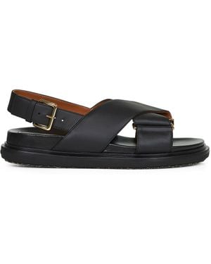 Marni Calfskin Fussbett Sandals - Black