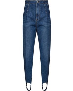 Mugler Denim Cigarette Jeans With Stirrups - Blue
