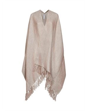 Brunello Cucinelli Poncho Lamé Linen Blend - Natural