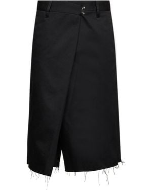 Maison Margiela Cotton Blend Wrap Bermuda Shorts - Black
