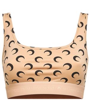 Marine Serre Printed Jersey Moon Sports Bra - White