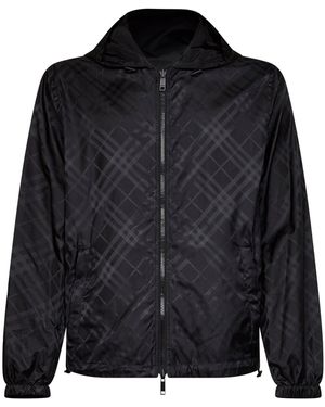 Burberry Newport Check Reversible Hooded Jacket - Black