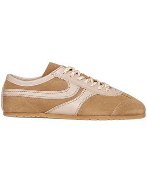 Dries Van Noten Suede Trainers With Leather Details - Natural
