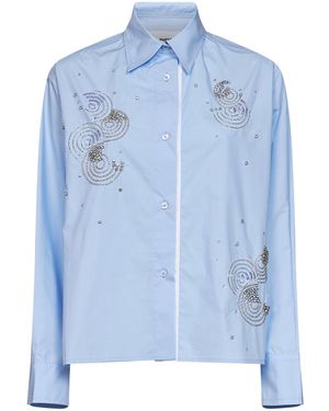 Des Phemmes Camicia Classica Ricamata - Blu