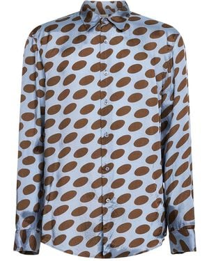 Dries Van Noten Steel Cupro Soft Ellipses-Printed Shirt - Blue