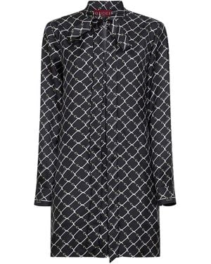 Gucci Printed Silk Twill Mini Dress - Grey
