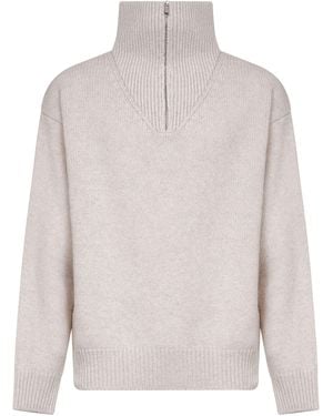 Autry Cream Wool Blend Half-Zip Jumper - White