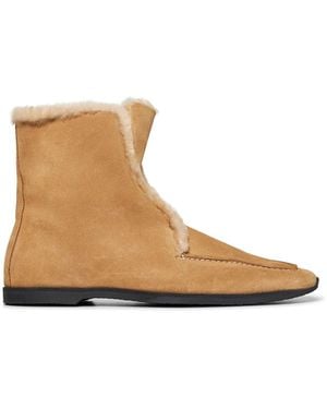 TOTEME Suede Ankle Boots - White