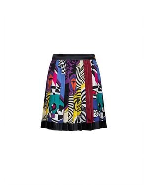 Versace Printed Silk Twill Pleated Mini Skirt - White