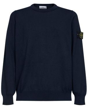 Stone Island Organic Cotton Knit Crewneck Sweater - Blue
