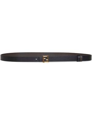 Fendi And Ebony Leather 20 Mm Reversible Ff Belt - White