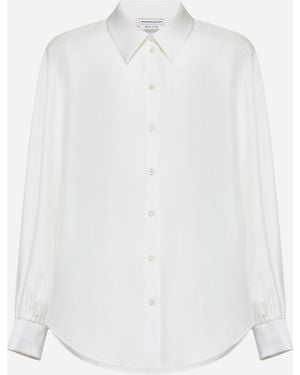 Alexander McQueen Ivory Silk Satin Cocoon Shirt - White