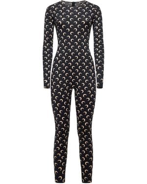 Marine Serre Jumpsuit "Catsuit Moon Printed" - Black