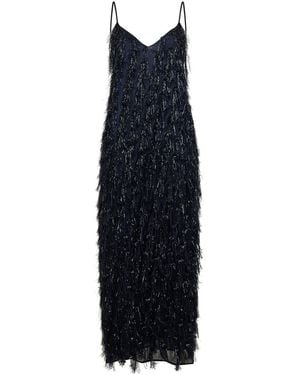 Stella McCartney Viscose Blend Lurex Fringes-Embellished Long Dress - Blue