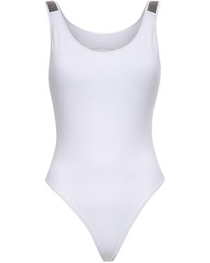 Brunello Cucinelli Techno Jersey Precious Details One-Piece Swimsuit - White