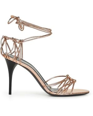 Saint Laurent Nude Metallic Nappa Leather Babylone Sandals - White