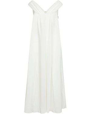 Co. Plissé Fabric Long Dress - White
