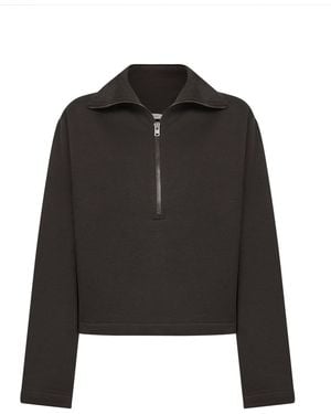 Lemaire Wool And Cotton Half-Zip Sweatshirt - Black