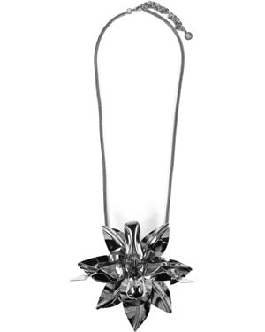 Rabanne Metal Necklace With Oversized Flower - White