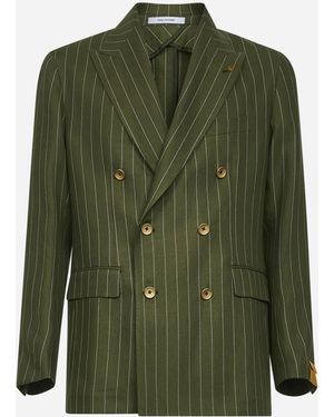 Tagliatore Green Pinstriped Linen New York Blazer