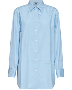 Prada Sky Poplin Long-Sleeved Shirt - Blue