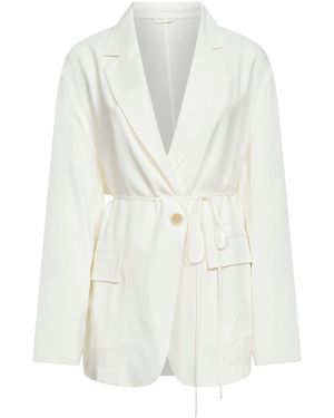 Brunello Cucinelli Silk Sablé Crêpe Blazer With Monili - White