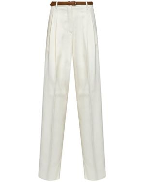 Max Mara Ivory Mstadunco Fluid Belted Pants - White
