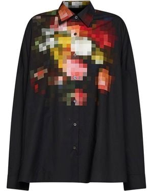 Dries Van Noten Printed Poplin Casia Cocoon Shirt - Black