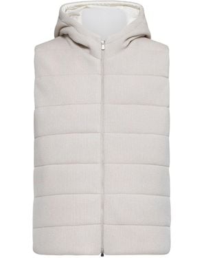 D 40 Knit Padded Hooded Vest - White