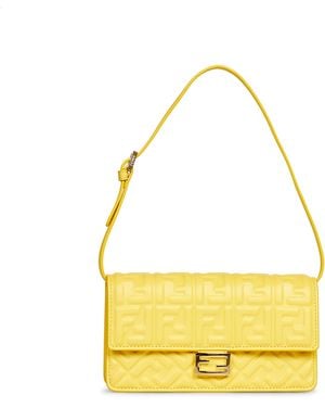 Fendi Broom Wallet On Chain Baguette Minibag - Yellow