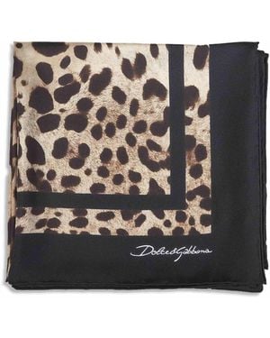 Dolce & Gabbana Leopard Print Silk Twill Scarf - Black