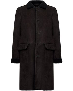 Salvatore Santoro Leather Single-Breasted Coat - Black