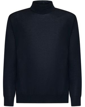 D 40 Virgin Wool Mock Neck Jumper - Blue