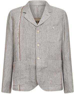 Uma Wang Dirty Linen And Cotton Jai Single-Breasted Jacket - Grey