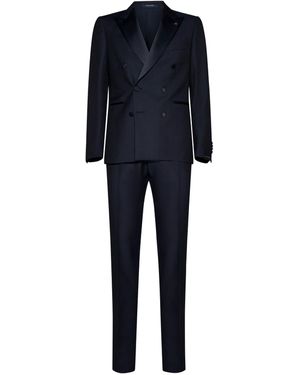 Tagliatore Double-Breasted Wool And Mohair Tuxedo - Blue