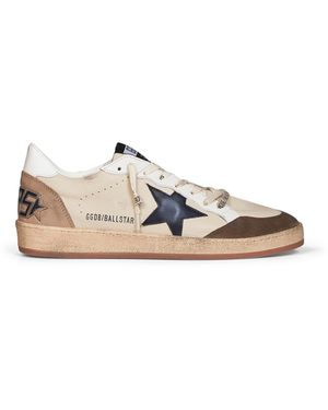 Golden Goose Cream Leather Ball Star Trainers - White
