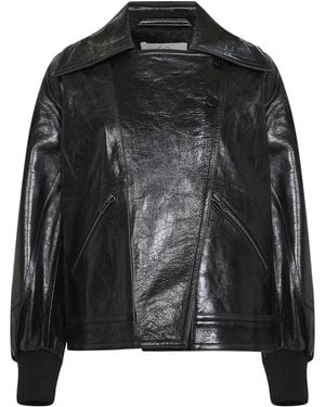 Co. Leather Oversized Bomber Jacket - Black