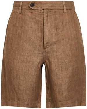 MC2 Saint Barth Herringbone Linen Sebastian Bermuda Shorts - Brown