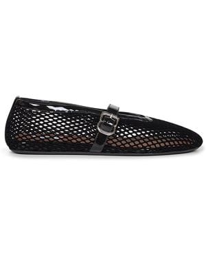 Alaïa Velvet-Effect Fishnet Ballet Flats - Black