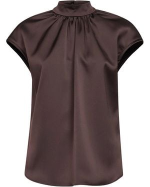 Blanca Vita Coffee Satin Maria Top - Brown
