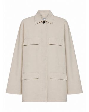 TOTEME Oyster Cotton Blend Drawstring Utility Jacket - Natural