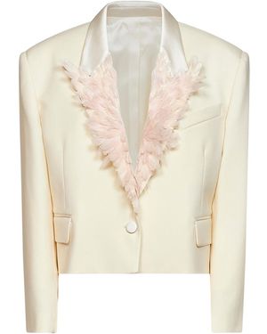 The Attico Milk Stretch Virgin Wool "Superattico10" Cropped Blazer - White