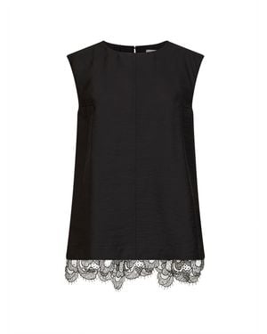 Studio Nicholson Wool Blend Linna Top With Lace Hem - Black