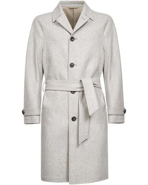 D 40 Sand Virgin Wool Belted Coat - White