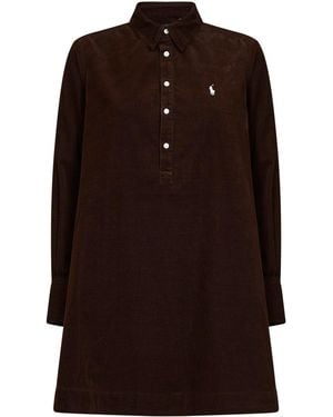 Polo Ralph Lauren Corduroy A-Line Shirt Dress - Brown