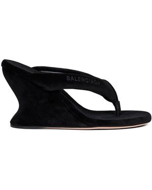 Balenciaga Gaeta 90Mm Wedge Thong Sandals - Black